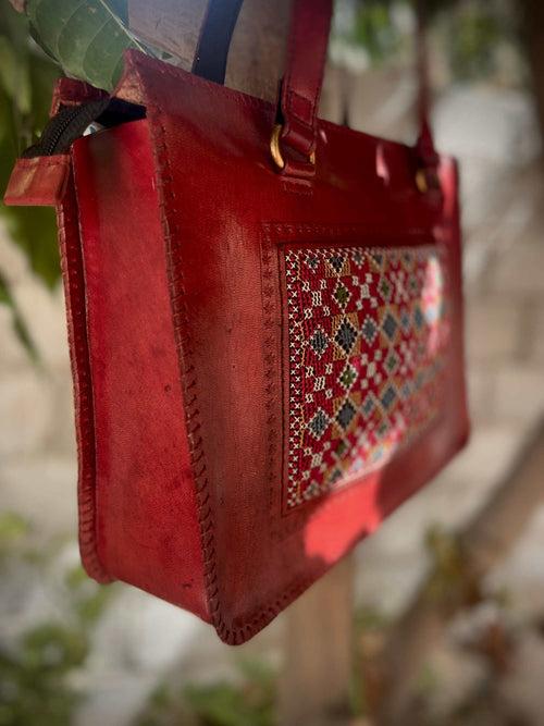 Handmade Red Shoulder Bag