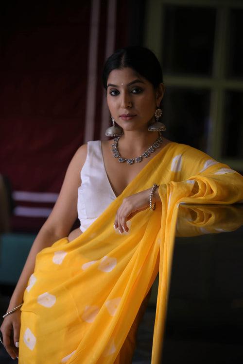 Yellow Colored Bandhni Saree