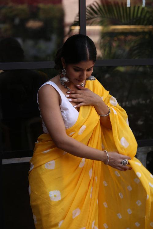 Yellow Colored Bandhni Saree