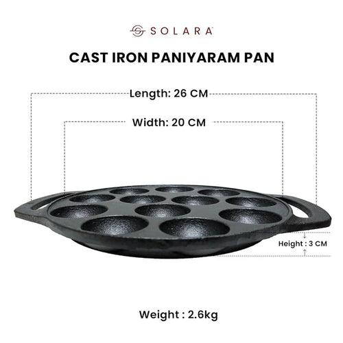 Cast Iron Combo - Set of 3 - Kadhai 10" inch + Paniyaram 12 cavities + Dosa Tawa 12" inch