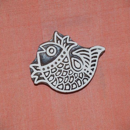 Hand carved block fridge magnet - Fish design