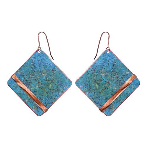 Handcrafted Copper Rhombus Design Earring