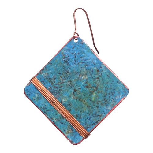 Handcrafted Copper Rhombus Design Earring