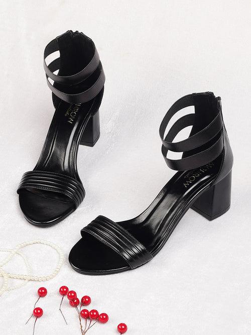 Mary Black Block Heels