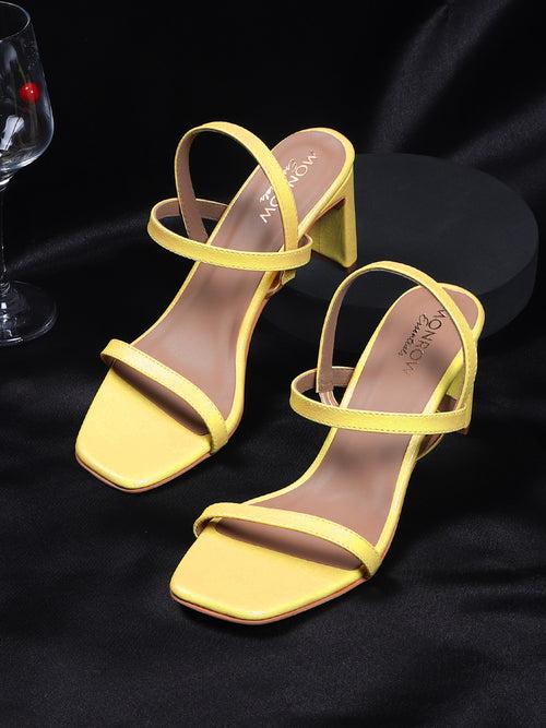 Myra Yellow Block Heels