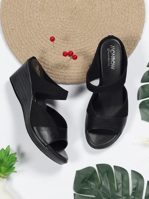 Yara Black Wedge Heels