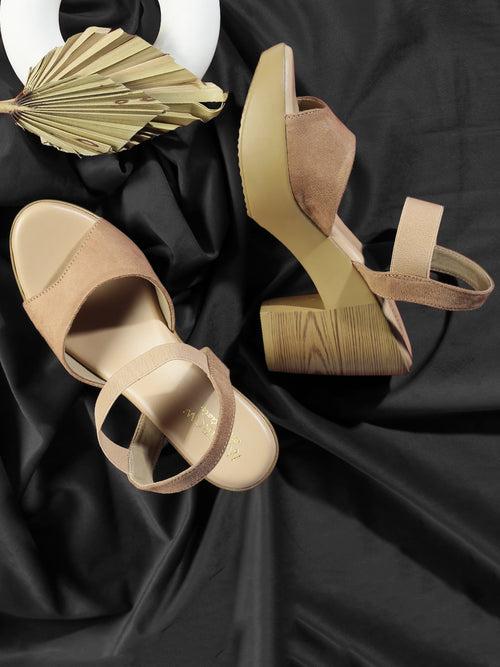 Dhriti Beige Block Heels