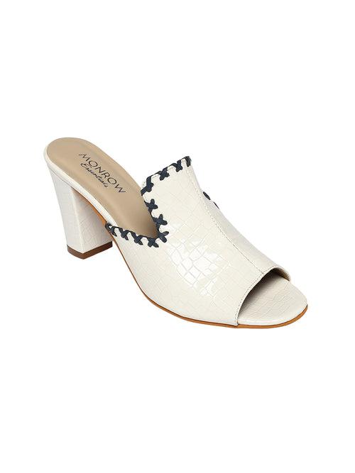 Amelia White Block Heels