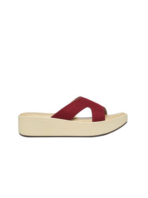 Inaya Maroon Wedge Heels