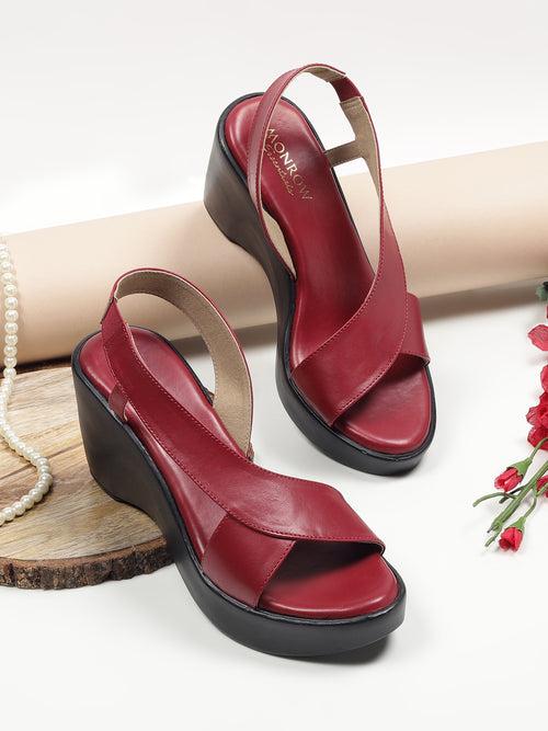 Samaira Maroon Wedge Heels