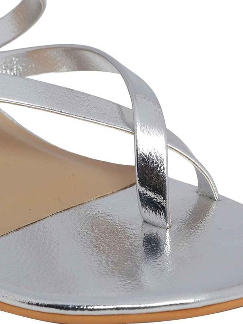 Leila Silver Block Heels