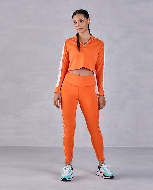 Full Sleeves Running Top in Second SKN Fabric Orange