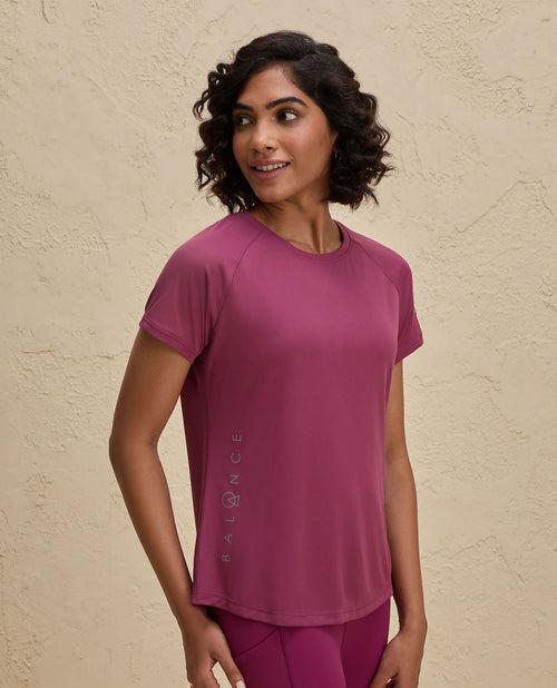 Nykd By Nykaa Quick Dry Half Sleeves Regular Fit Running Tee-NYK033-Grape