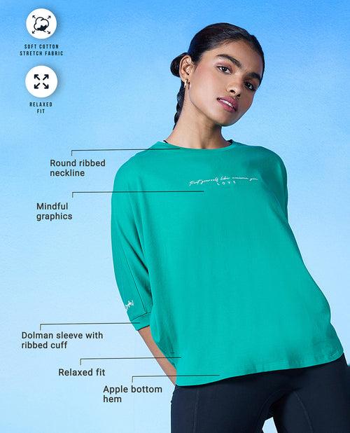 Nykd All Day Cotton Dolman Tee - NYLE278 - Pepper green