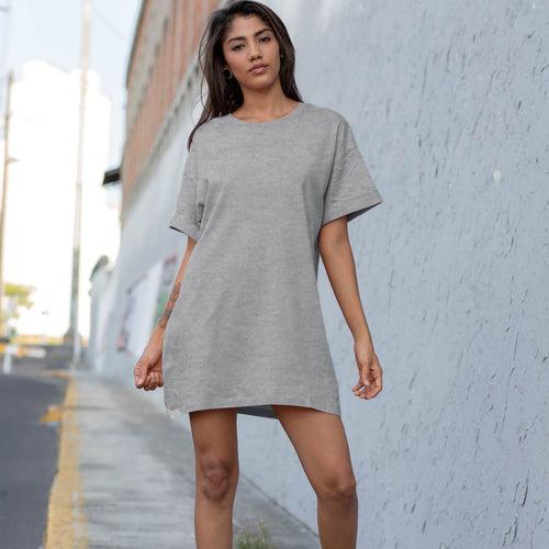 Grey Melange T shirt Dress