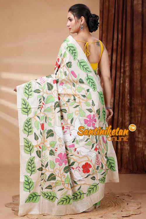 Pure Gachi Tussar Silk Kantha Stitch Saree SN202415327