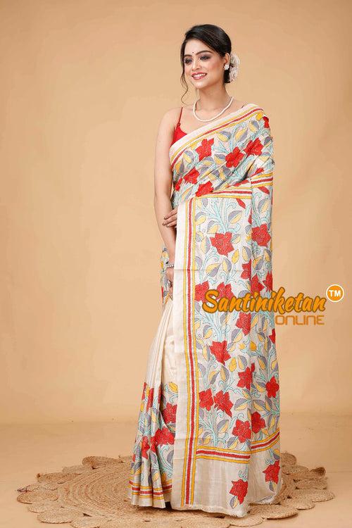 Pure Gachi Tussar Silk Kantha Stitch Saree SN202415952