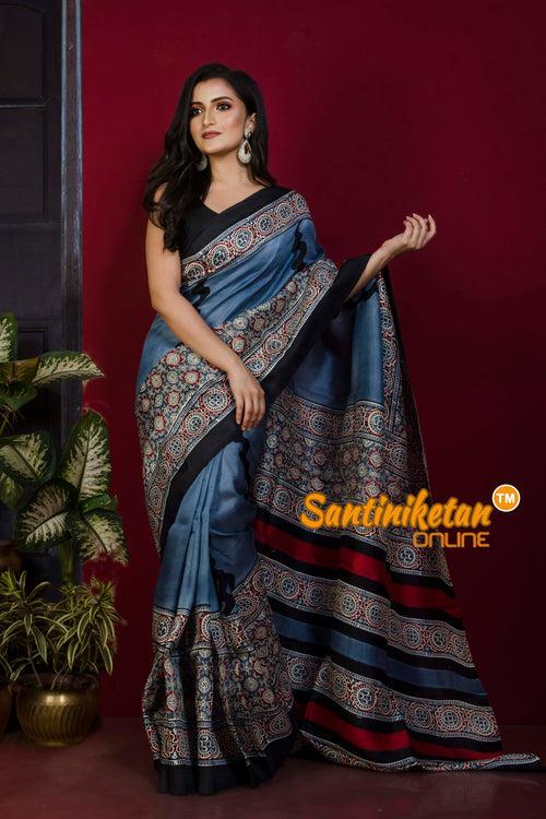 Hand Block On Murshidabad Silk SN20221275