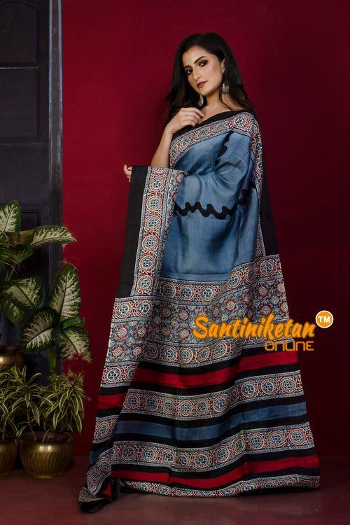 Hand Block On Murshidabad Silk SN20221275