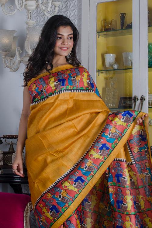 Pure Tussar Patachitra Saree SN20223719