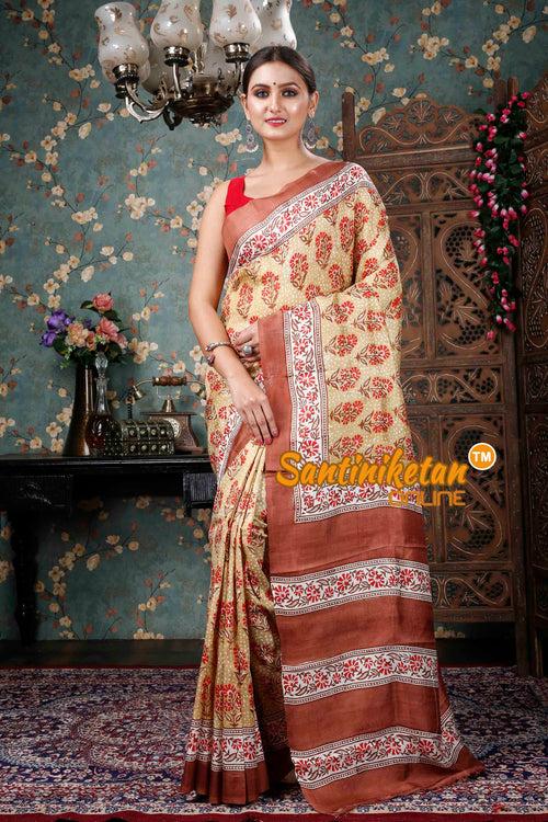 Hand Block On Murshidabad Silk SN20229081