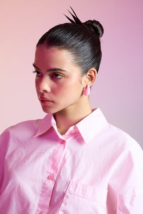 PINK CROPPED COTTON SHIRT