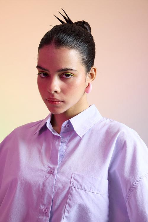 PURPLE CROPPED COTTON SHIRT