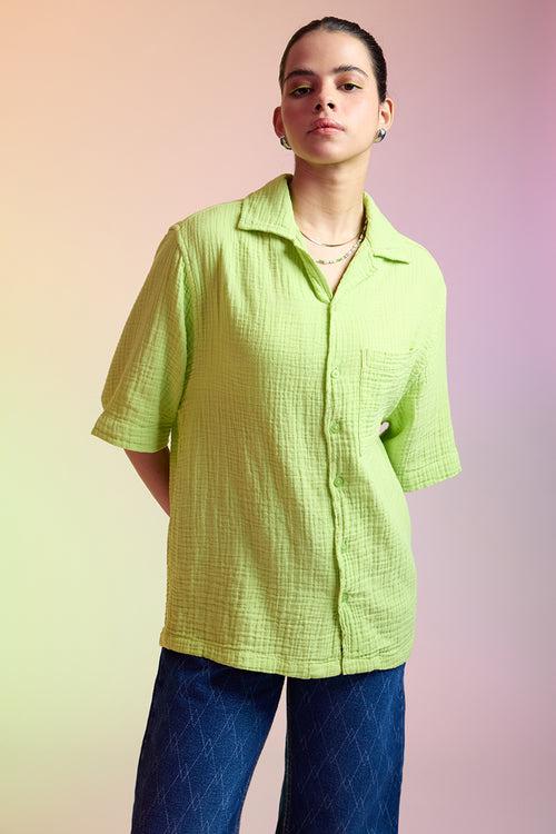 BREEZY RELAXED LIGHT GREEN SHIRT