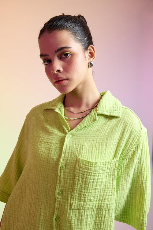 BREEZY RELAXED LIGHT GREEN SHIRT