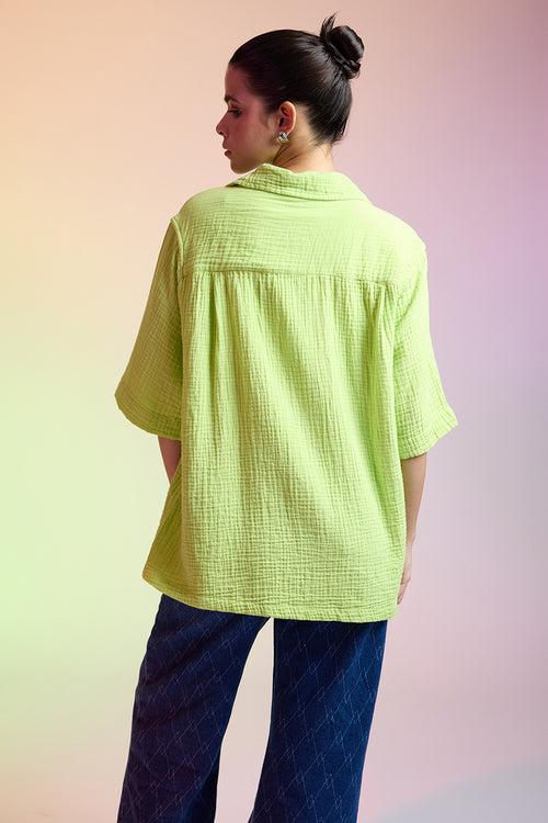 BREEZY RELAXED LIGHT GREEN SHIRT