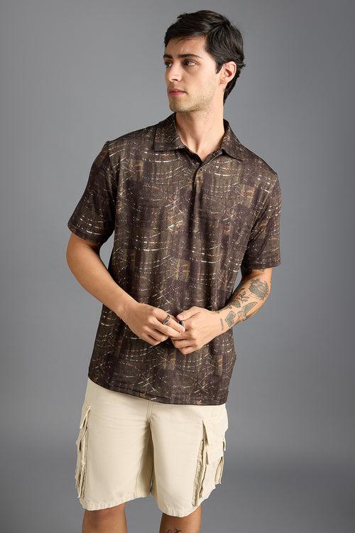 SAFARI PRINT POLO T-SHIRT