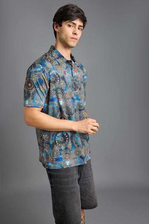 GALAXY PRINT POLO T-SHIRT