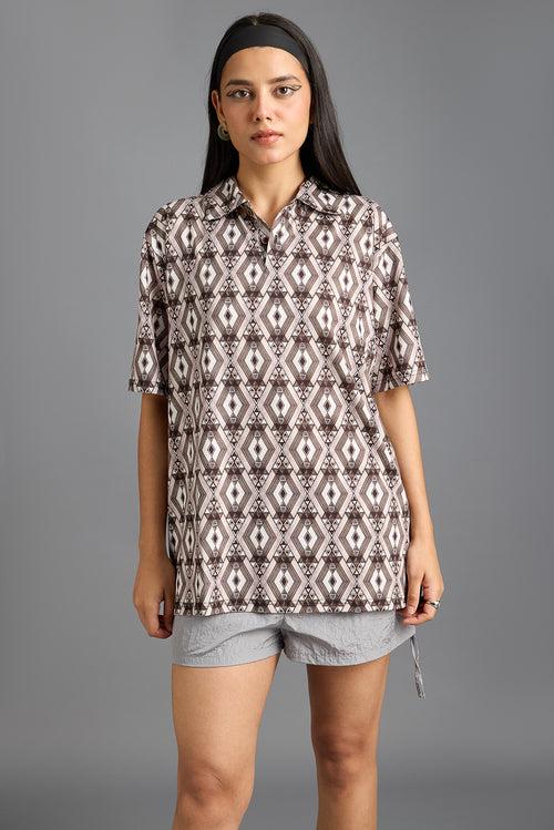 MODERNIST PRINT WOMEN'S POLO T-SHIRT