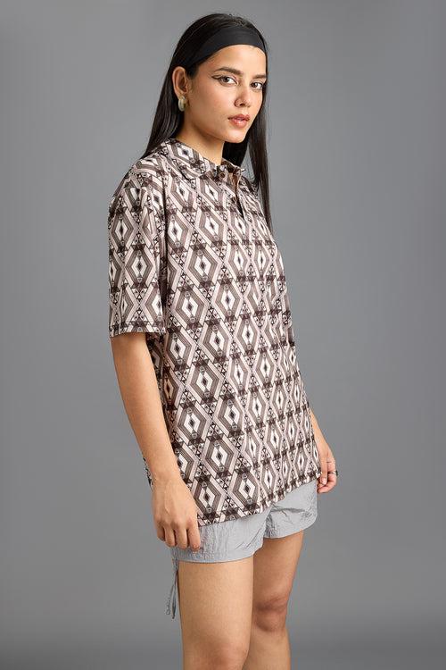 MODERNIST PRINT WOMEN'S POLO T-SHIRT