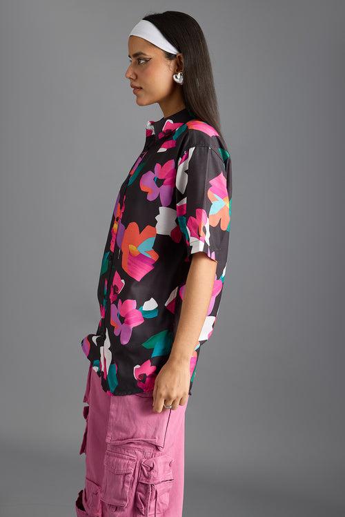 BLACK PINK PRINTED WOMEN'S RESORT SHIRT