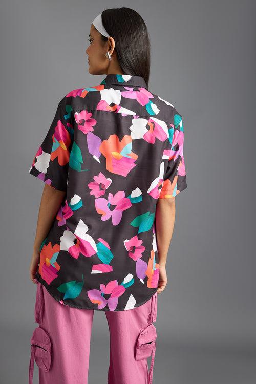 BLACK PINK PRINTED WOMEN'S RESORT SHIRT