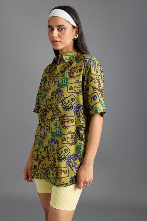 FUNNY FACE PRINTED WOMEN'S RESORT SHIRT