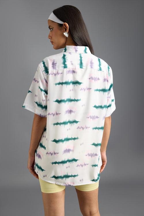 TIE DYE PRINTED WOMEN'S RESORT SHIRT