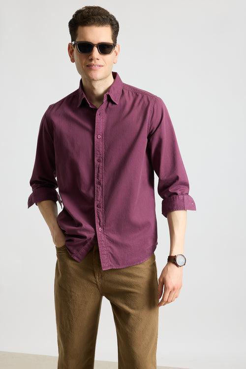 EASY TWILL MAROON MEN'S REGULAR FIT SHIRT