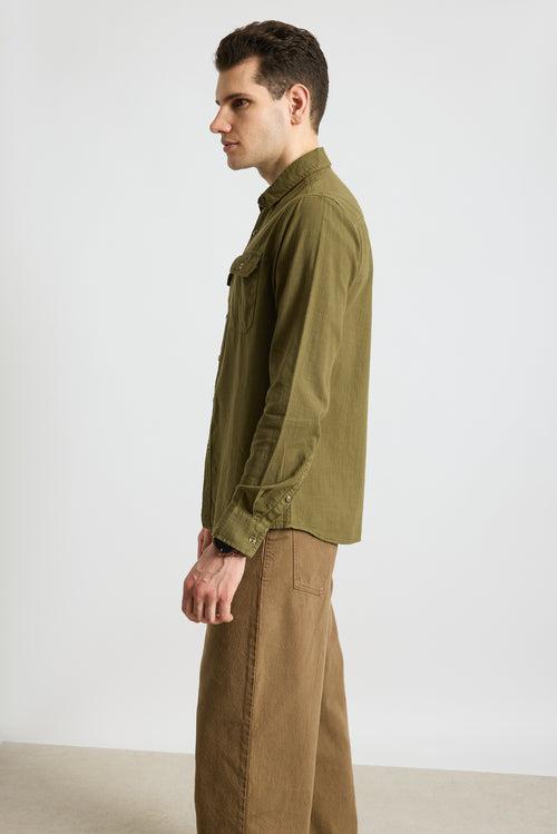 BLAZE MILITARY OLIVE SOLID MEN'S SHIRT