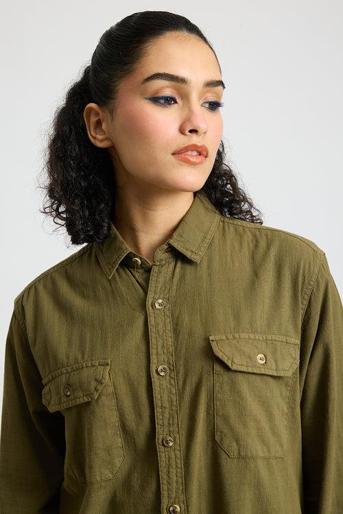 BLAZE MILITARY OLIVE SOLID WOMEN'S SHIRT