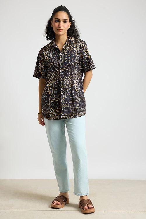 NAVY GISELA WOMEN'S RESORT SHIRT