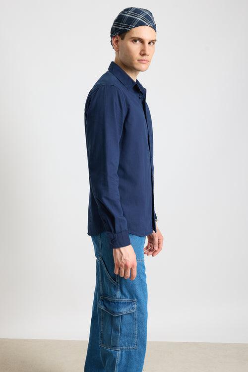 EASY TWILL NAVY BLUE MEN'S REGULAR FIT SHIRT