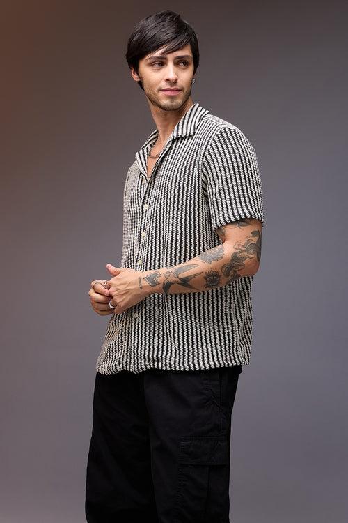 TEXTURED CROCHET YING YANG MEN'S SHIRT