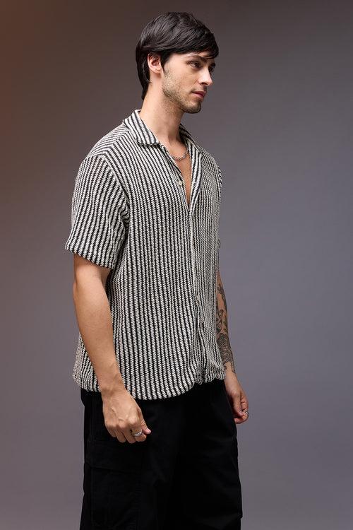 TEXTURED CROCHET YING YANG MEN'S SHIRT