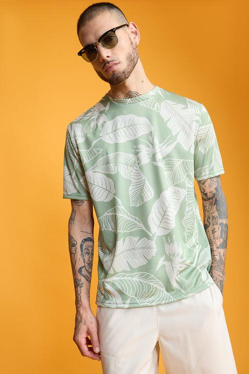 Printed Men's T-Shirt- Leaves