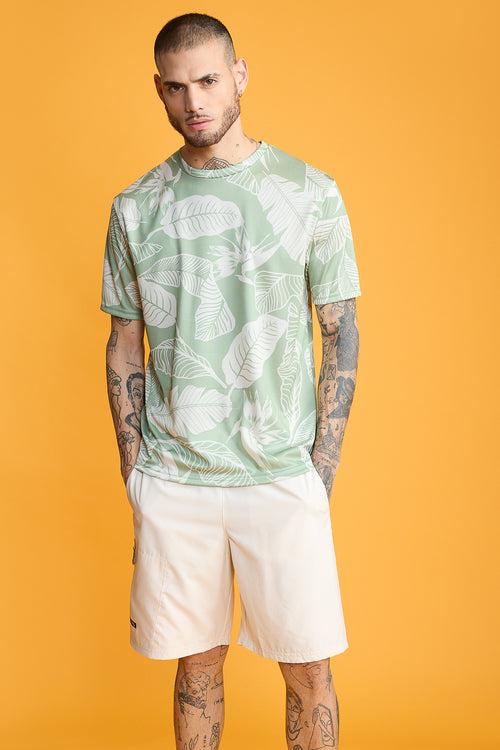 Printed Men's T-Shirt- Leaves