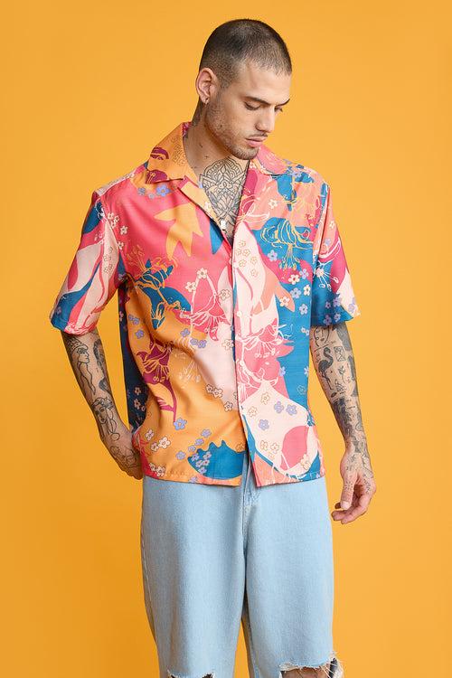 WREATHED PRINT MEN'S RESORT SHIRT