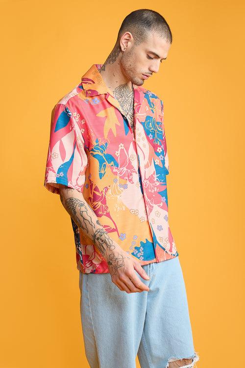 WREATHED PRINT MEN'S RESORT SHIRT