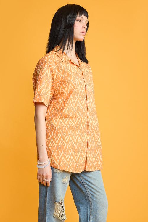 ORANGE PRINTED WOMEN'S RESORT SHIRT